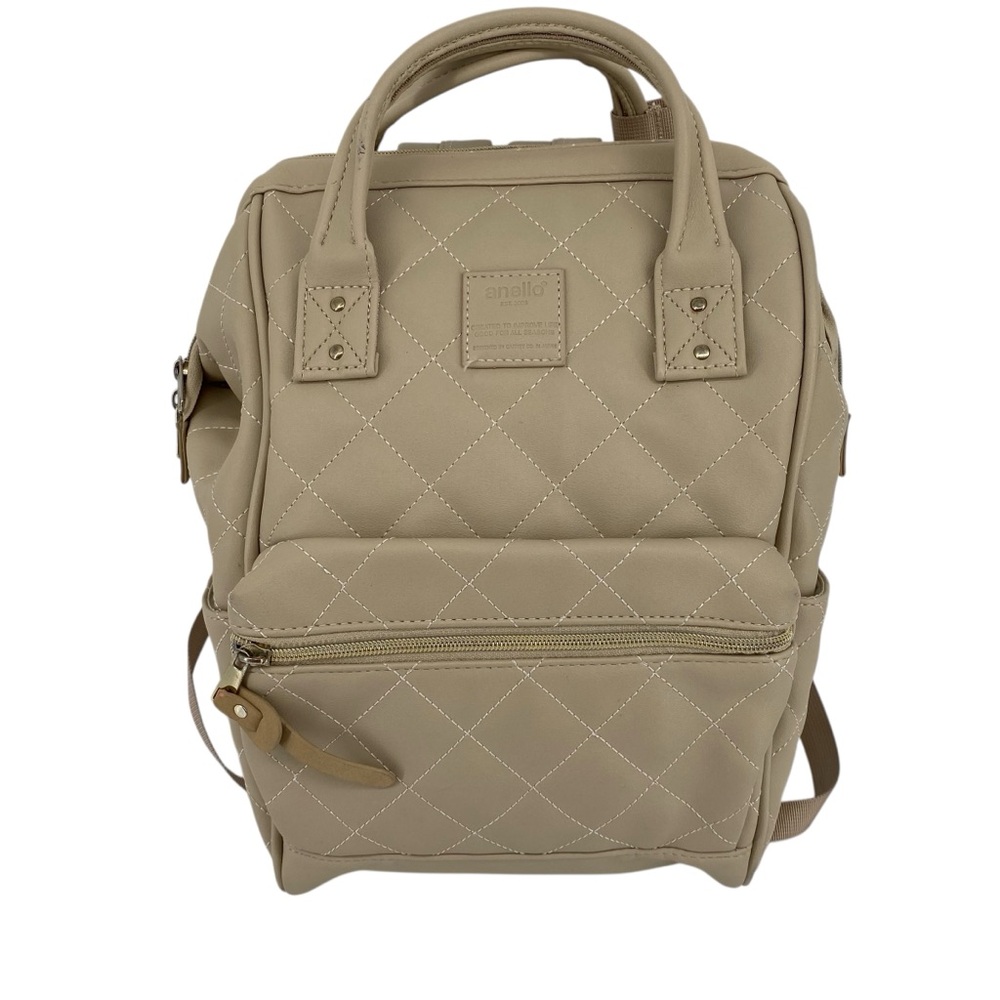 Anello Quilted Beige Faux Leather Mini Backpack